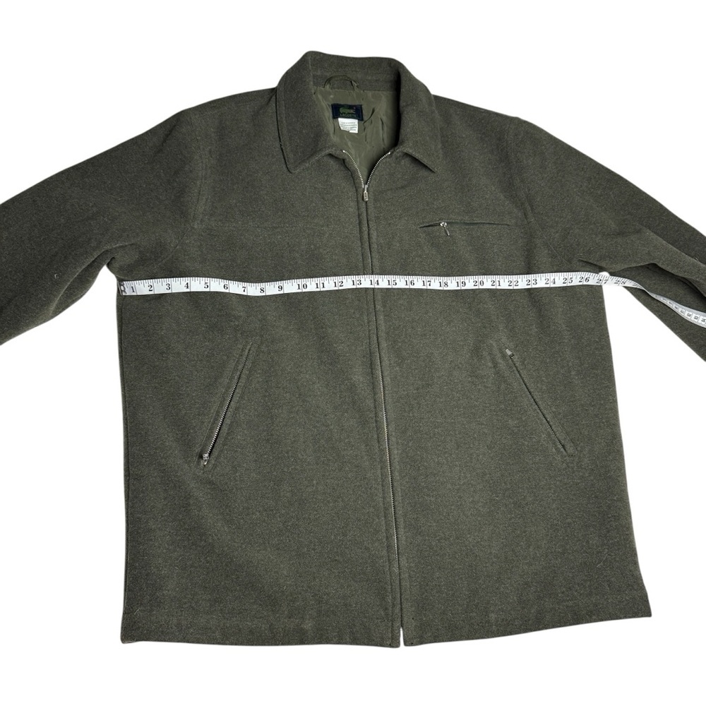VTG Lacoste Wool Jacket Olive Green Full Zip Collared Pockets Lined SZ XXL READ - Picture 8 of 11